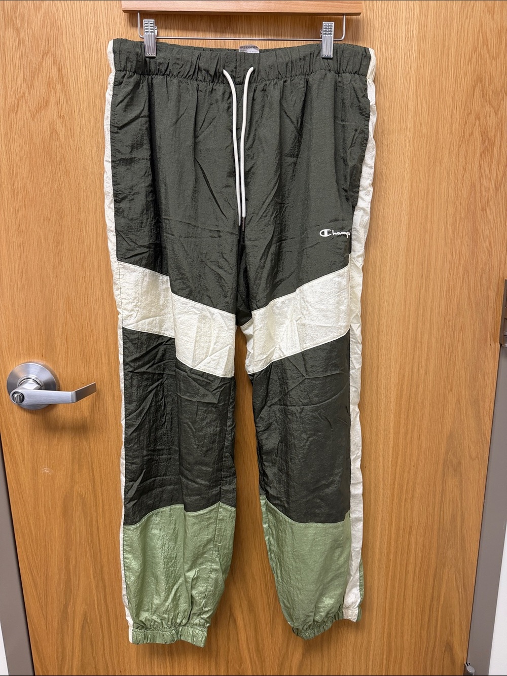 Vintage 90s Champion Olive, Light Green & White Colorblock Track Pants Size XL